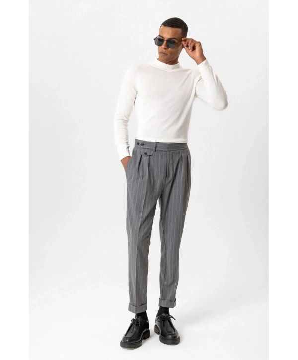 Erkek Owersize Yarım Balıkçı Triko Kazak - Beyaz