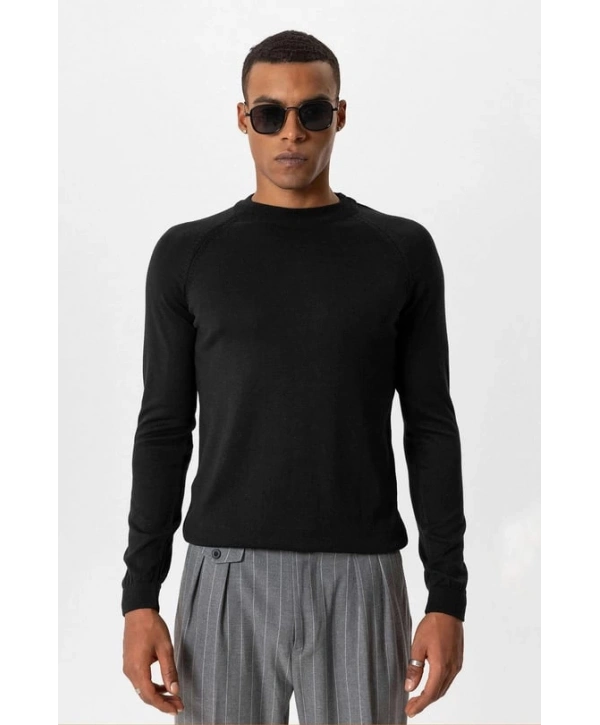 Erkek Owersize Yarım Balıkçı Triko Kazak - Siyah