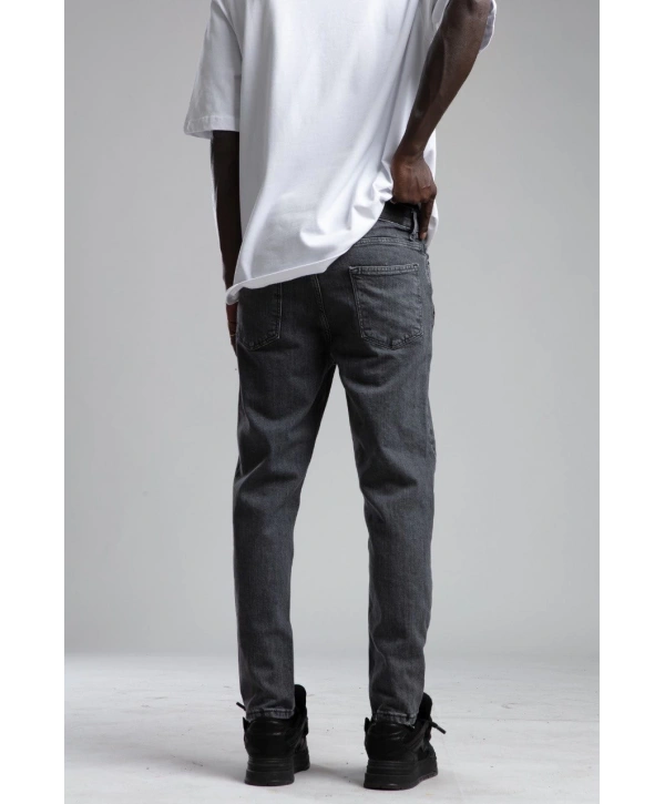 Erkek Rahat Kalıp Bagy Kot Pantolon -Koyu Gri