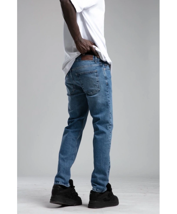 Erkek Rahat Kalıp Bagy Kot Pantolon - Mavi