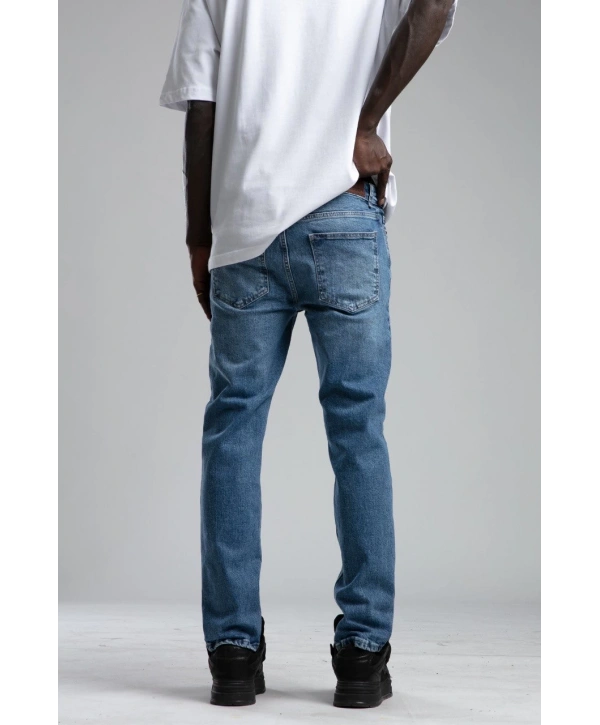 Erkek Rahat Kalıp Bagy Kot Pantolon - Mavi