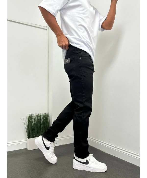 Erkek Regularfit Likralı Kot Pantolon - Siyah