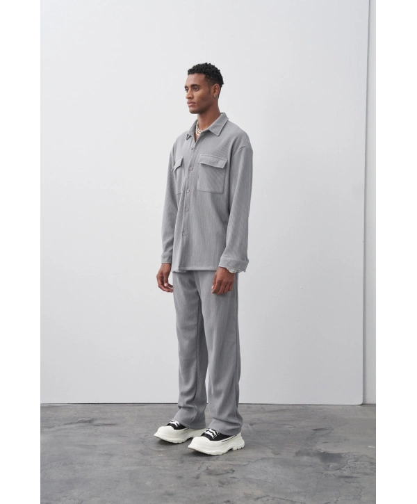 Erkek Salaş Kesim Fitilli KadifeTakım Pantolon - Gri