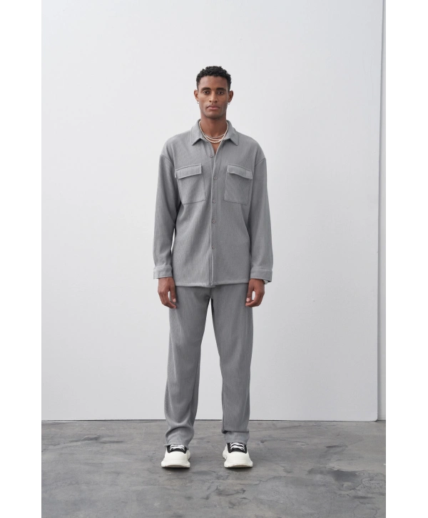 Erkek Salaş Kesim Fitilli KadifeTakım Pantolon - Gri