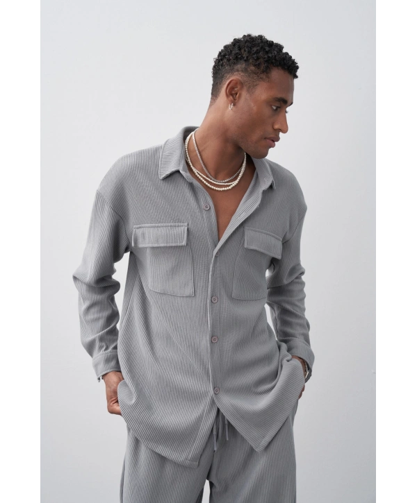 Erkek Salaş Kesim Fitilli KadifeTakım Pantolon - Gri