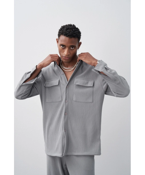 Erkek Salaş Kesim Fitilli KadifeTakım Pantolon - Gri