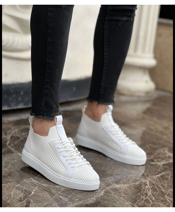 Erkek Tarz Casual Sneaker Günlük Spor Bez Ayakkabı -Siyah-Beyaz