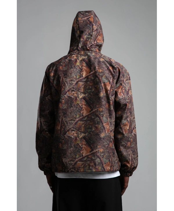 Erkek Yeni Sezon Kapüşonlu Dijital Baskılı Mont- Kahverengi