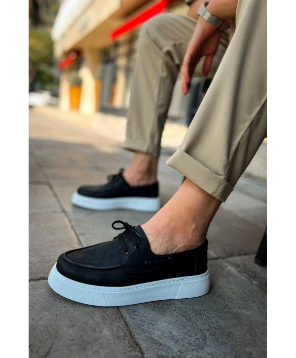 ErkekYüksek Taban Bağcıklı Ayakkabı -Beyaz