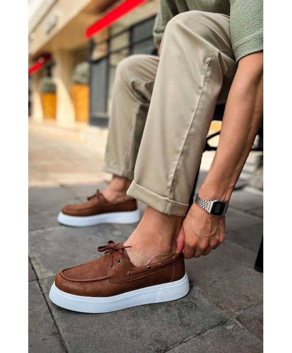 ErkekYüksek Taban Bağcıklı Ayakkabı -Beyaz