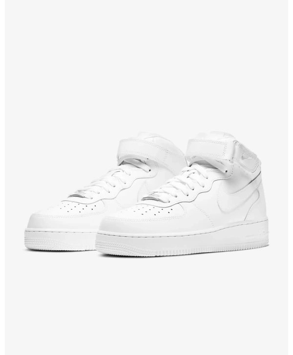 Unisex Deri Airforce Bilekli Günlük Spor Ayakkabı-Beyaz-Beyaz