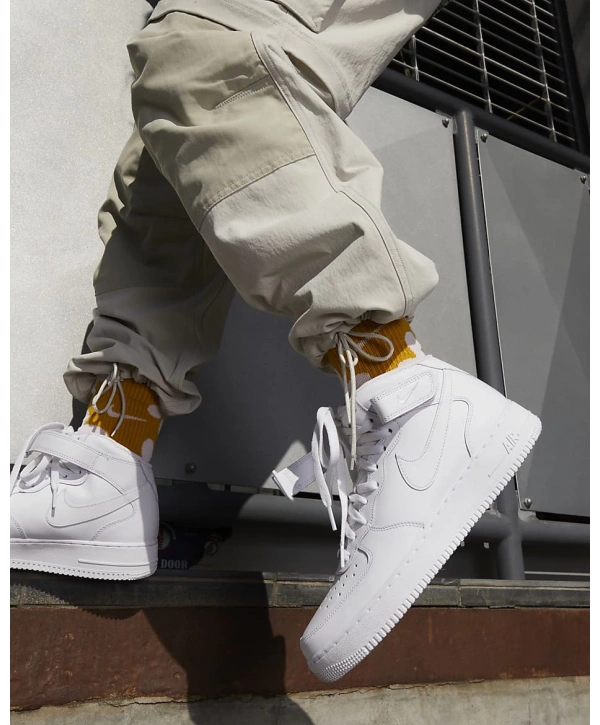 Unisex Deri Airforce Bilekli Günlük Spor Ayakkabı-Beyaz-Beyaz