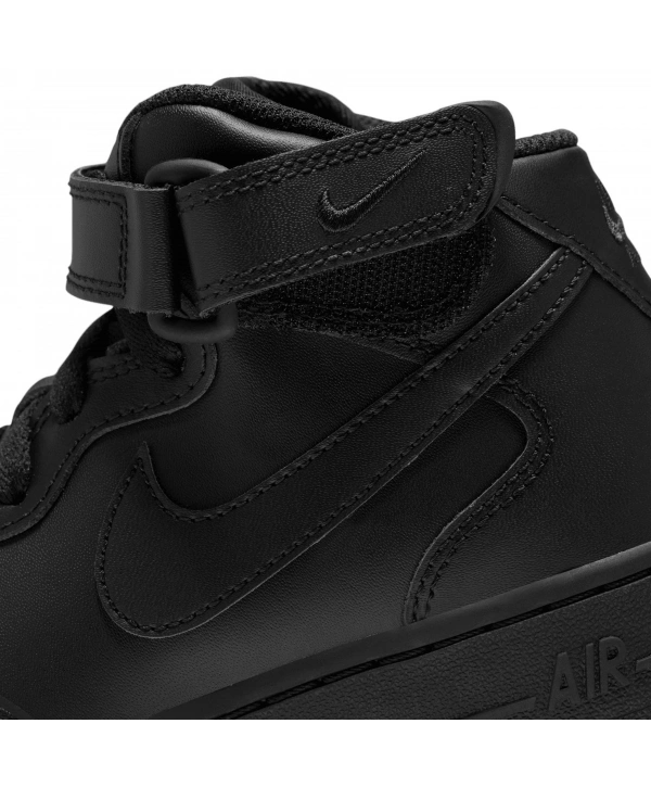 Unisex Deri Airforce Bilekli Günlük Spor Ayakkabı-Siyah Siyah