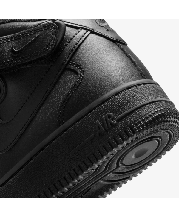 Unisex Deri Airforce Bilekli Günlük Spor Ayakkabı-Siyah Siyah