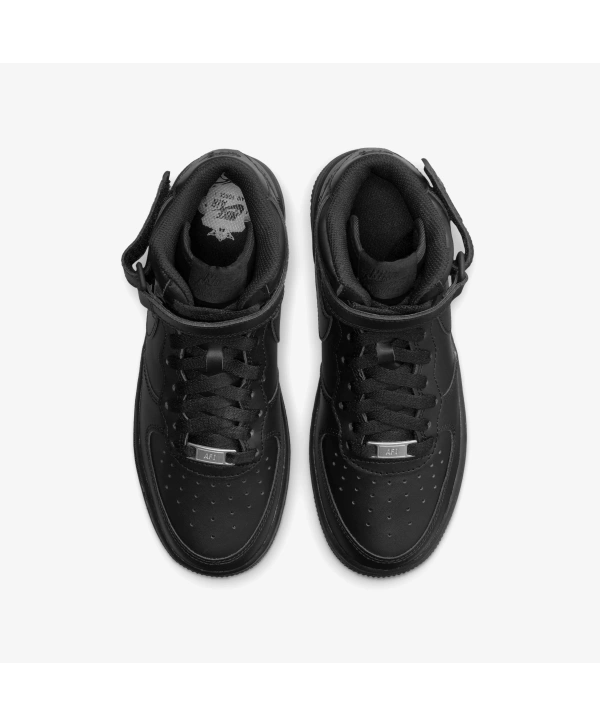 Unisex Deri Airforce Bilekli Günlük Spor Ayakkabı-Siyah Siyah