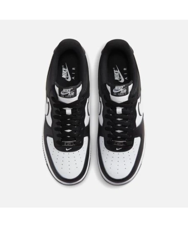 Unisex Deri Airforce Gölge Desen Günlük Spor Ayakkabı-Siyah-Beyaz