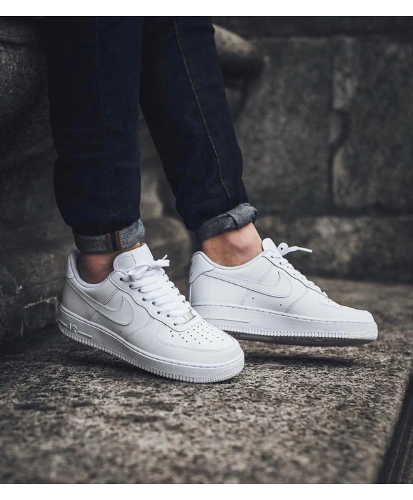 Unisex Deri Airforce Günlük Spor Ayakkabı-Beyaz-Beyaz