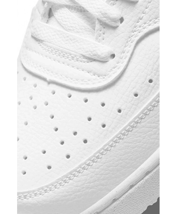 Unisex Deri Nike Court Vision Günlük Spor Ayakkabı-Beyaz-Beyaz