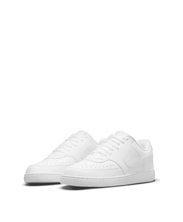 Unisex Deri Nike Court Vision Günlük Spor Ayakkabı-Beyaz-Beyaz