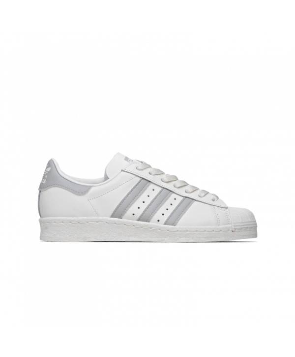 Unisex Deri Superstar Günlük Spor Ayakkabı-Beyaz - Gri