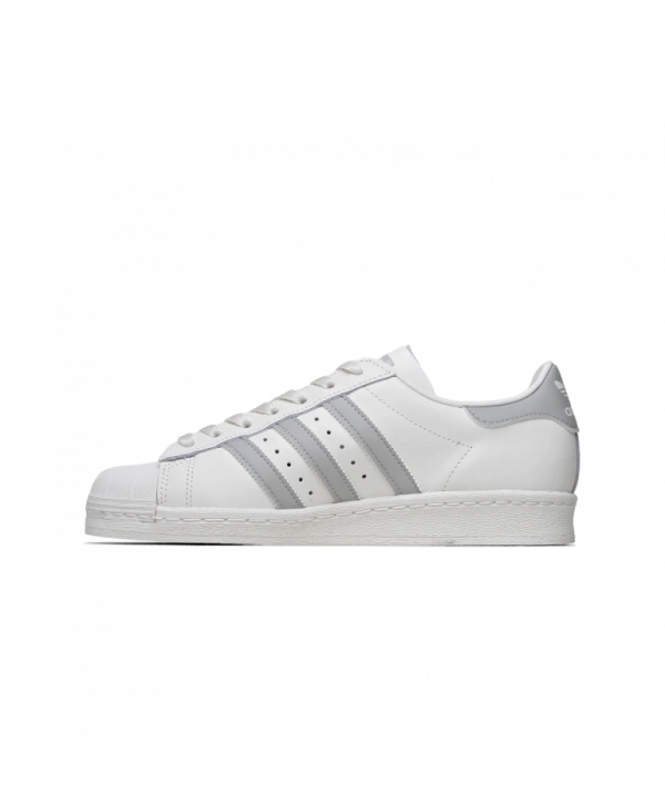 Unisex Deri Superstar Günlük Spor Ayakkabı-Beyaz - Gri