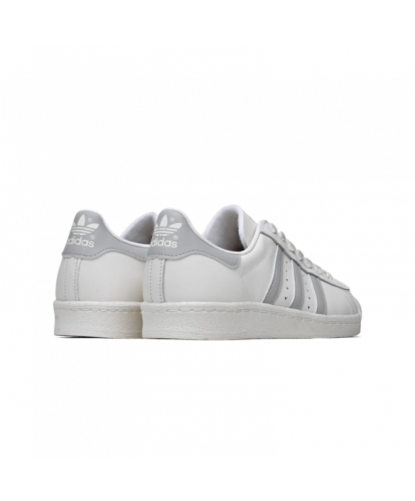 Unisex Deri Superstar Günlük Spor Ayakkabı-Beyaz - Gri
