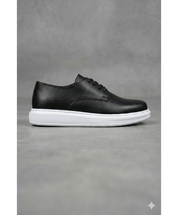 Yeni Sezon Erkek Tarz Casual Sneakers Günlük Spor Rahat Ayakkabı-Siyah-Beyaz