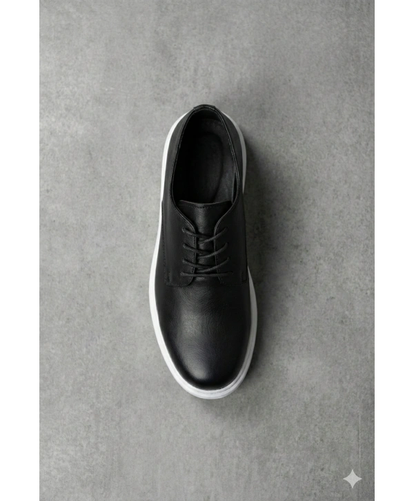 Yeni Sezon Erkek Tarz Casual Sneakers Günlük Spor Rahat Ayakkabı-Siyah-Beyaz