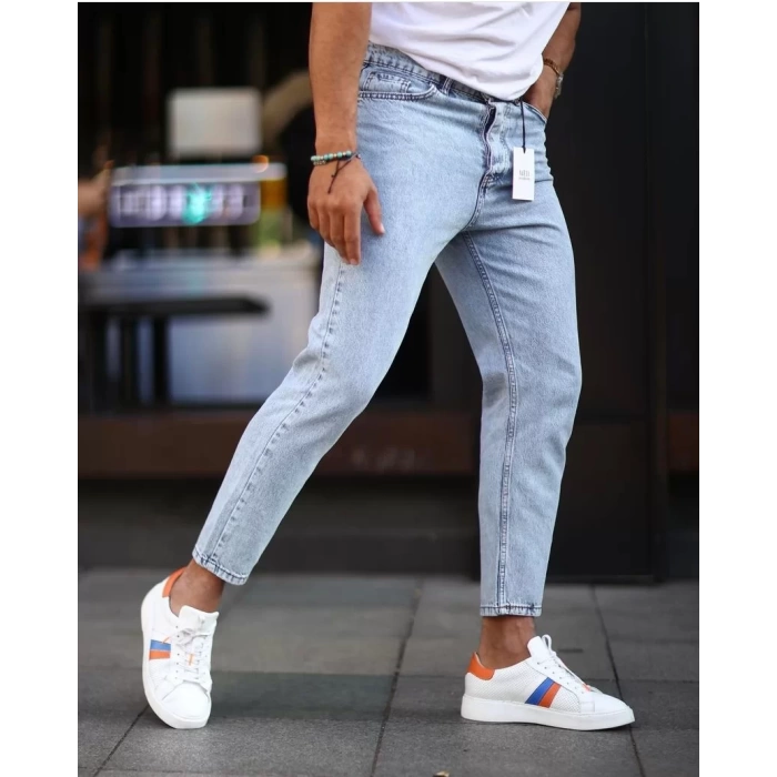 Erkek Boyfriend Likrasız Kar Yıkama Kot Pantolon - Açık Mavi