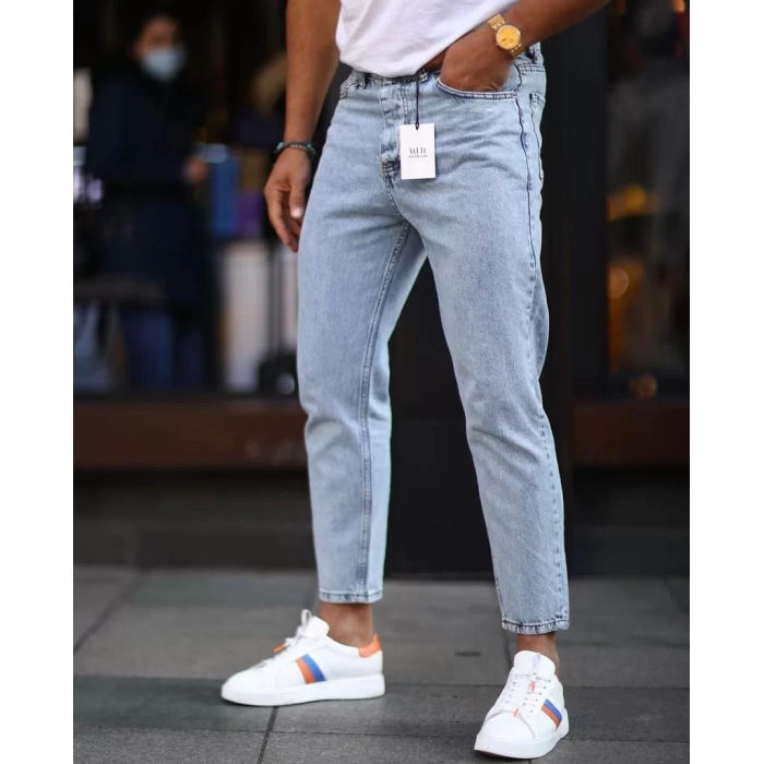 Erkek Boyfriend Likrasız Kar Yıkama Kot Pantolon - Açık Mavi