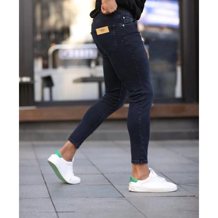 Erkek Dar Kesim Silim fit Likralı Kot Pantolon- Siyah