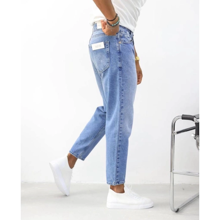 Erkek Boyfriend Likrasız Kot Pantolon - Açık Mavi