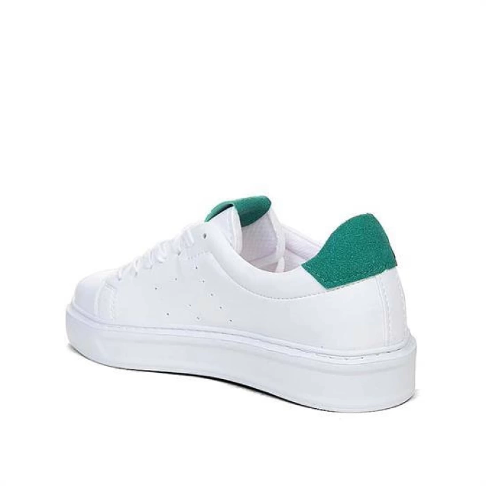 Erkek Eva Taban Snekars Bağcıklı Günlük Spor Ayakkabı -Beyaz-Yeşil