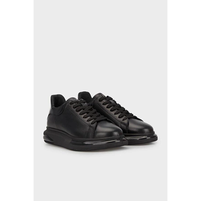 Erkek Günlük İçi Dışı Deri Snakers Casual Ayakkabı- Siyah