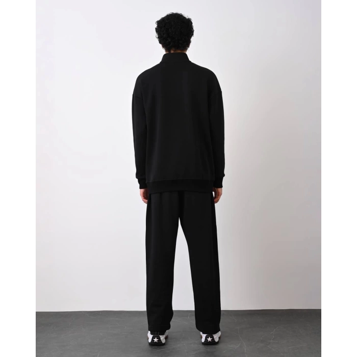 Erkek İçi Şardonlu Bagy Pantolon - Siyah