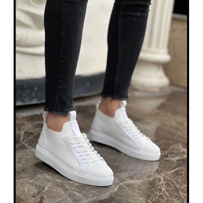 Erkek Tarz Casual Sneaker Günlük Spor Bez Ayakkabı -Siyah-Beyaz