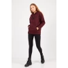 Bisiklet Yaka Owersıze Kapüşonlu All Baskılı Sweatshirt -Kahverengi