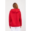 Bisiklet Yaka Owersıze Kapüşonlu Love Baskılı Sweatshirt -Kırmızı