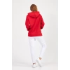 Bisiklet Yaka Owersıze Kapüşonlu Love Baskılı Sweatshirt -Kırmızı