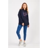 Bisiklet Yaka Owersıze Kapüşonlu Your Baskılı Sweatshirt -Lacivert