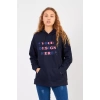 Bisiklet Yaka Owersıze Kapüşonlu Your Baskılı Sweatshirt -Lacivert