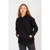 Bisiklet Yaka Owersıze Kapüşonlu Sweatshirt -Siyah