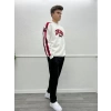 Chicago Baskılı İç Kısmı Şardonlu Oversize Sweatshirt - Beyaz