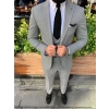 Erkek Dar Kesim Slimfit Yelekli Takım Elbise - Gri