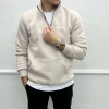 Erkek İçi Şardonlu Yakası Fermuarlı Sweatshirt - Taş Rengi