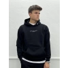 Erkek Oversize İçi Şardonlu Kapişonlu Sweatshirt - Siyah