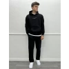 Erkek Oversize İçi Şardonlu Kapişonlu Sweatshirt - Siyah