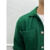 Erkek Owersize Çift Cepli Kaşe Gömlek-Yeşil