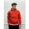 Erkek Owersize İçi Şardonlu Kapşonlu Sweatshirt -Turuncu