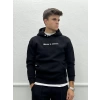 Erkek Owesize İçi Şardonlu Önü Baskılı Sweatshirt - Siyah